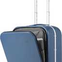 mixi Carry On Luggage, 18 Suitcase with Front Pocket, Travel Luggage Aluminum Frame PC Hardside with Spinner Wheels & TSA Lock and Cover (Not for Underseat), Sapphire Blue