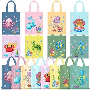 Ferraycle 24 Pcs Sea Animals Party Favor Bags Under the Sea Goodie Bags Cute Marine Favors Treat Supplies for Baby Shower Birthday Party Decor