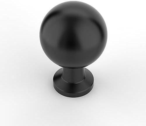 Amerdeco 10 Pack Matte Black Cabinet Knobs Single Hole Cabinet Pulls Round Kitchen Cabinet Knobs Solid Drawer Knobs Dresser Knob for Bathroom Cabinets ZH0041