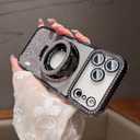 LXK Magnetic Stand for iPhone 17 Pro Case, [Compatible with Magsafe][Built-in Camera Lens Protector] Glitter Bling Card & Soft TPU Diamonds Bumper Protection Cover for Women Girls 6.3" Black