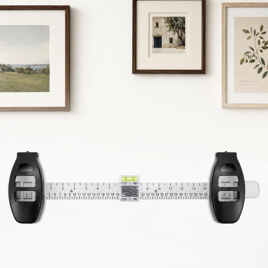 Picture Hanging Tool with Level, Magnetic Nail Holder and Ruler, 3-in-1