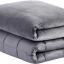 ZZZhen Weighted Blanket - 48''72'' 15LB Blanket with Minky Cover- Premium Heavy Blankets - Calm Sleeping for Adult, Durable Quilts (Minky Grey, 48''72'' - 15LB)