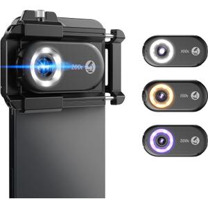 MIAO LAB 100X/150X/200X Nano Zoom Phone Microscope Lens for iPhone/Android | 3-in-1 Phone Microscope Lens Kit with LED UV Light/CPL/Universal Clip, Mini Pocket Digital Microscope