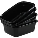 4-pack 12 Quart Small Wash Basin Pan Plastic Rectangular Dish Pan Black