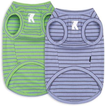 Koneseve Dog Shirts 2 Pack Breathable Sleeveless Vest, Stretchy & Soft, Purple & Vivid Green, Size L