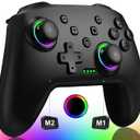 Switch Controller, Wireless Switch Controller Compatible with Switch Controller/Switch Lite/OLED, Wireless Switch Controllers Work with iOS/Android/PC with RGB Light, Programmable, TURBO & Wakeup (Black)