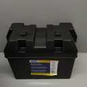 Camco Large Battery Box with Straps and Hardware - Group 27, 30, 31 |Safely Stores RV, Automotive, and Marine Batteries | Measures Inside 7-1/4" x 13-1/4" x 8-5/8" | (55373), Black