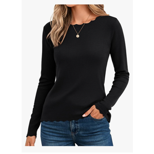 GRACE KARIN Women's High Stretchy Long Sleeve Pullover Sweater Blouse Top S