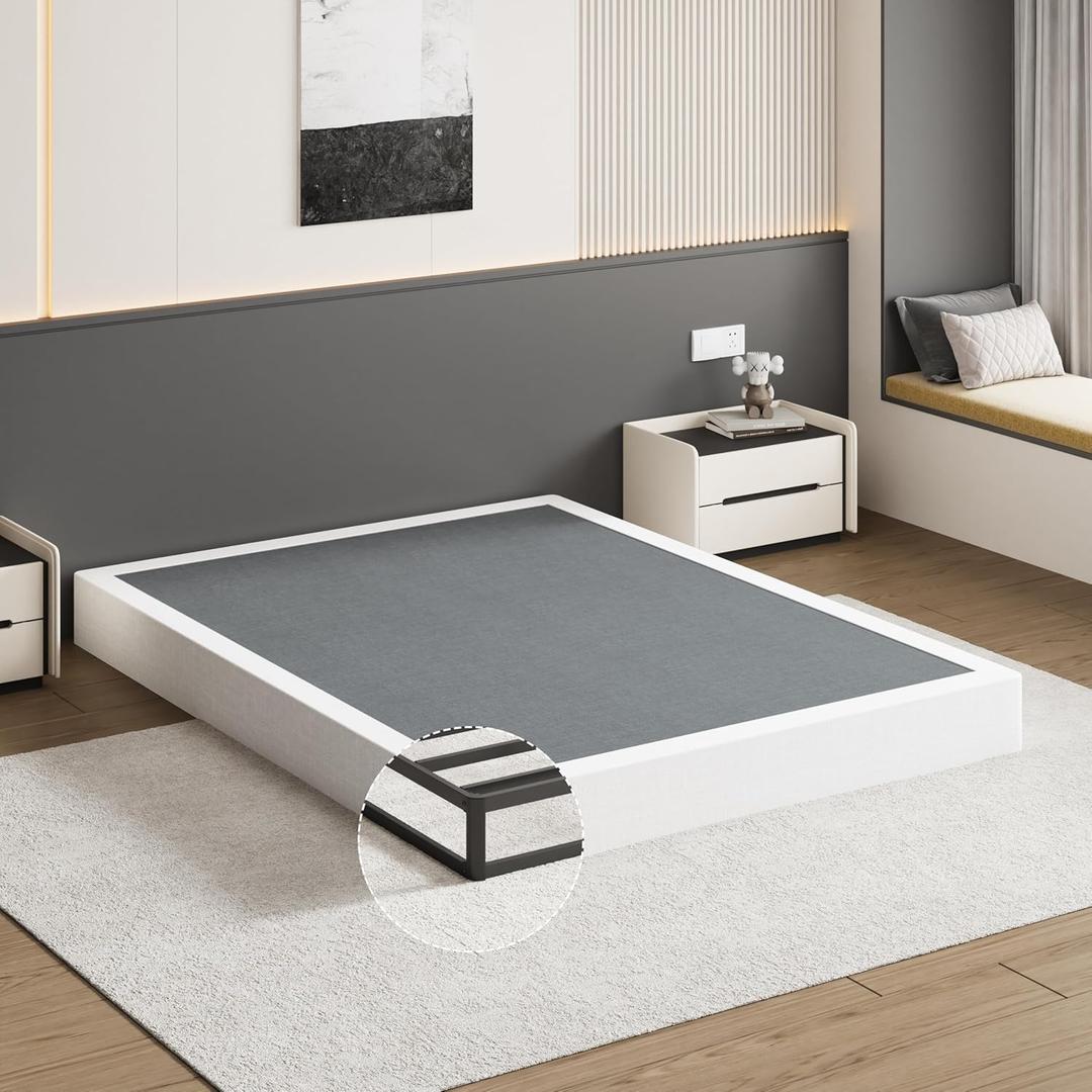 UOMEUR 7 Inch Box Spring Full Size, 3000 LBS Heavy Duty Metal Mattress Foundation with Fabric Cover, Easy Assembly