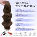 Claw Clip Ponytail Extension,14 Inch Medium Brown Curly Wavy Ponytail Claw Clip in Hair Extension for Women Fluffy Natural Looking Synthetic Hairpiece for Daily Use(14 Inch,Medium Brown)