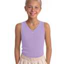 LessonZoo Girls' Tank Tops Sleeveless Shirts, Taro Purple, 13-14 Years