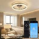 Pre-assembled 18.8" Crystal Flush Mount Ceiling Fan with Lights and Remote, Modern Black Low Profile Fandelier with APP Control, 48W Dimmable LED, 8-Blade Reversible DC Motor for Bedroom, Black