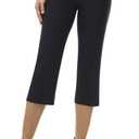 Rekucci Women's Ease into Comfort Capri with Button Detail (14, Black)