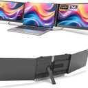 14" Triple Laptop Screen Extender, 1080P FHD IPS Ultra-Slim Portable Dual Monitor for Laptop, USB C HDMI Plug-Play Monitor Extender for Triple Display for MacOS/Windows, Fits 13-17.3" Laptops