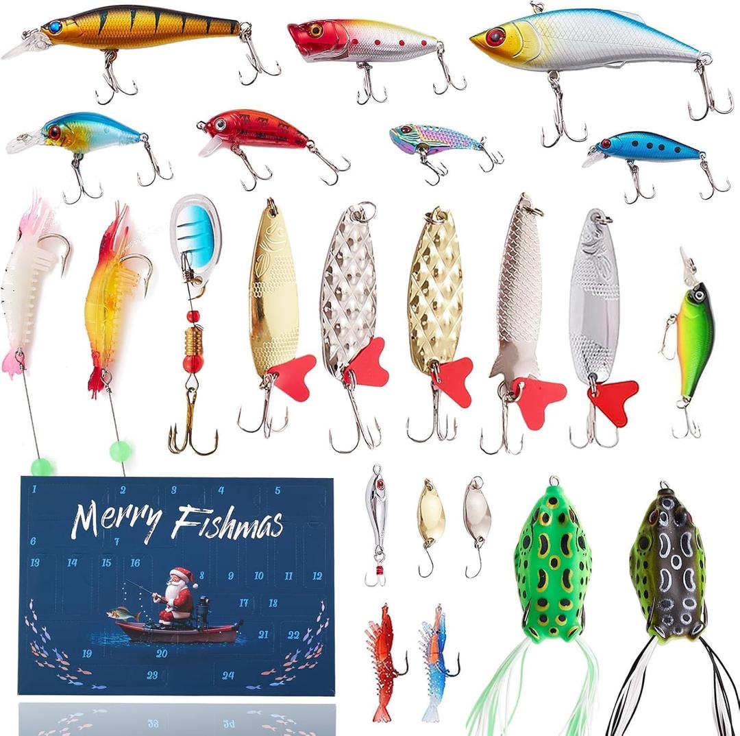 Fishing Advent Calendar 2025, Advent Calendar Fishing Christmas Countdown for Fisher Adult Men Teen Boys - 2025 Xmas Surprise Gift