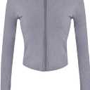 Lviefent Womens Lightweight Full Zip Running Track Jacket Workout Slim Fit Yoga Sportwear with Thumb Holes (Medium, Heather Grey)