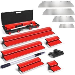 Drywall Skimming Blade Set with Replaceable Blades, 10", 16", 24", 32" Stainless Steel Skimming Blades with Extension Handle, Drywall Finishing Tools for Plasterboard and Wallboard