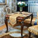 Luxury Velvet Gold Table Runner 48 Inches Long with Vintage Damask Jacquard Design for Dining Room,Living Room,Home Decor,Elegant Beaded Tapestry,Lining (Gold, 13×48 inch)