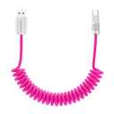 chubbycable Curly Chubby 120W Coiled USB C Fast Charging Cable Durable Braided Charger Cord for Car Compatible with iPhone 17-15 Series iPad, Pink, USB-A to Type-C, 2.13FT-6.56FT