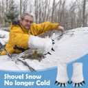 codree 2 Pcs Ice Scraper with Glove- Faux Fur Car Windshield Scraper Mitt- Snow Scraper Gloves for Cars Winter Snow and Ice Remover (White)