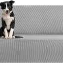 KEKUOU Stretch Oversized Sofa Slipcover 1 Piece Couch Sofa Cover (94"-110") Furniture Protector 4 Seater Sofa with Elastic Bottom for Kids,Pet.Jacquard Checked Pattern Fabric(X Large,Silver)