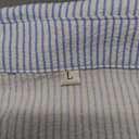 Women's Striped Button Down Shirts Long Sleeve Smocked Cuffed Oversized Boyfriend Blouses Collared Work No Pockets Tops