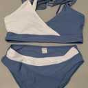 Girls Swimsuit V Neck Bikini Set Color Block with Cover Up 3Pcs Bathing Suits
, Size -13-14Y