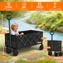 35" L Extra Long Wagons Carts Foldable, 360LBS Heavy Duty Collapsible Wagon with Wheels, Folding Wagon Portable Utility Cart for Groceries, Shopping, Camping, Sports