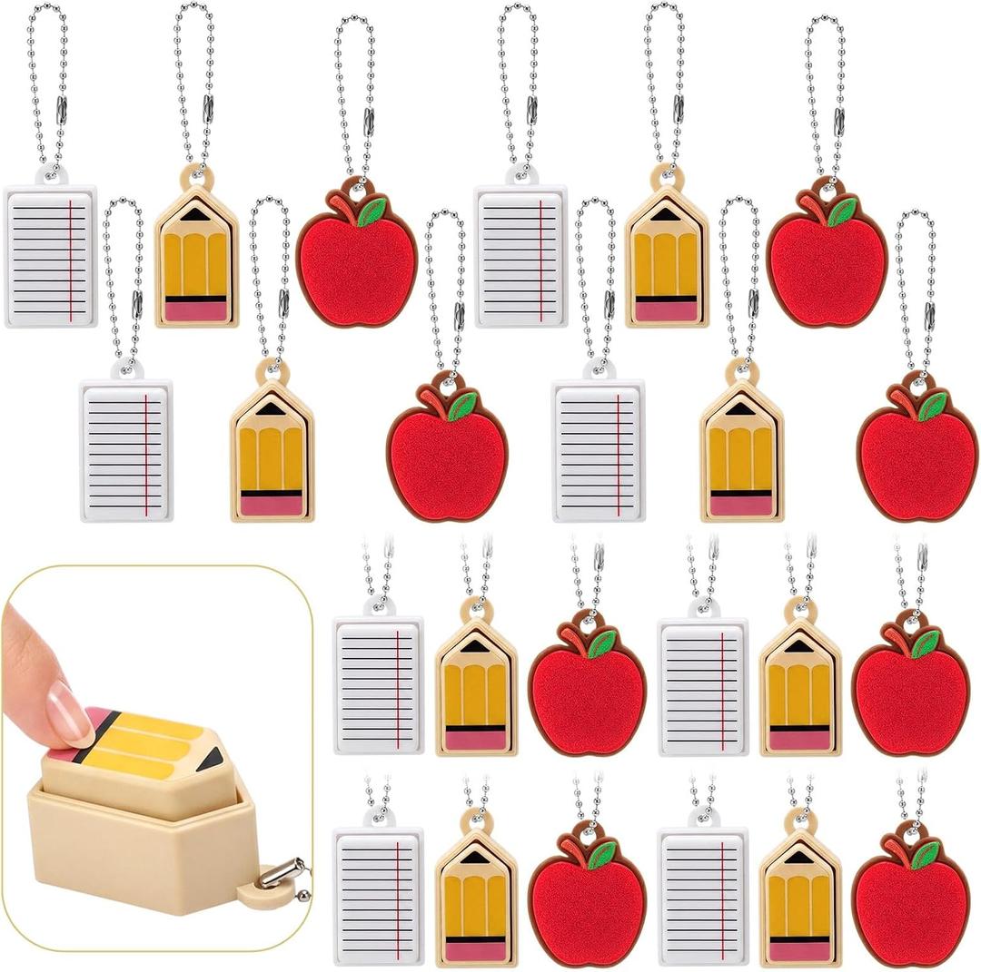 Blulu 24 Pack Back to School Gifts Bulk Back to School Fidget Clickers Pencil Notebook Fidget Toys First Day of Classroom Keychains for Party Favors Goodie Bag Stuffers Classroom Rewards
