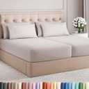 Split King 7 Piece Sheet Set - Comfy Breathable & Cooling - Soft Hotel Luxury Bedding Set with 8-16 Inch Deep Pockets - 1 Flat & 2 Fitted Sheet & 4 Pillowcases - Wrinkle Free & Easy Care - Light Grey