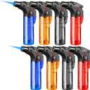 8 Pack Torch Lighters Butane Refillable Lighter Single Jet Flame Windproof Torch Lighter Multi Utility Mini Gas Lighter Blow Torch Lighters for Candle Fireplace Camping Grill BBQ Kitchen(No Fuel)