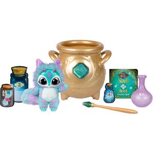 Magic Mixies - Magical Real Misting Gold Cauldron with 8 Inch Non-Electronic Plush Toy. Follow The Spell Book Add The Magic Ingredients. Who Will You Magically Create?
