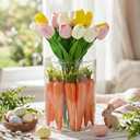 Tigeen 16 Pcs Fake Flowers Tulips 13" Artificial Flower Mother's Gift Day Centerpieces for Tables Decorations for Spring Easter Home Kitchen Wedding Bouquet Bulk