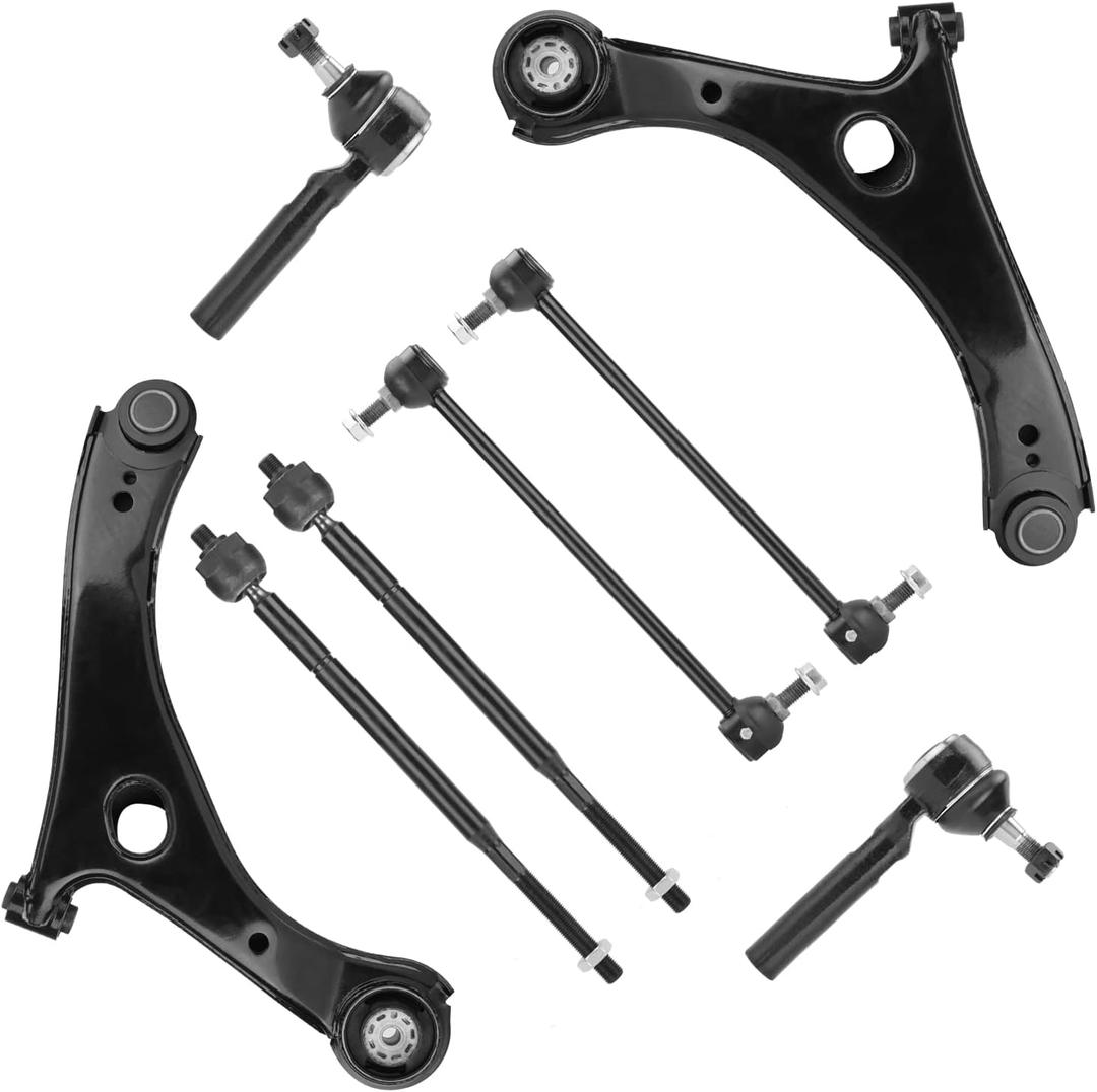Front Lower Control Arms w/Ball Joints Tie Rods Sway Bars Replacement Suspension Kit for 2008-2018 Dodge Grand Caravan, 2008-2016 Chrysler Town & Country (8Pc)