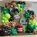 Video Game Theme Birthday Party Decorations,Green and Brown Balloon Garland Arch Kit,Green and Black Balloons with Game Controller Foil Balloon for Pixel Game Party Birthday Baby Shower Backdrop