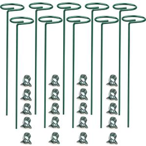 SUNYAY 10 pcs 20 inch Metal Single Stem Flower Plant Support Stakes and Rings for Amaryllis Orchid Lily Sunflower Rose Narcissus