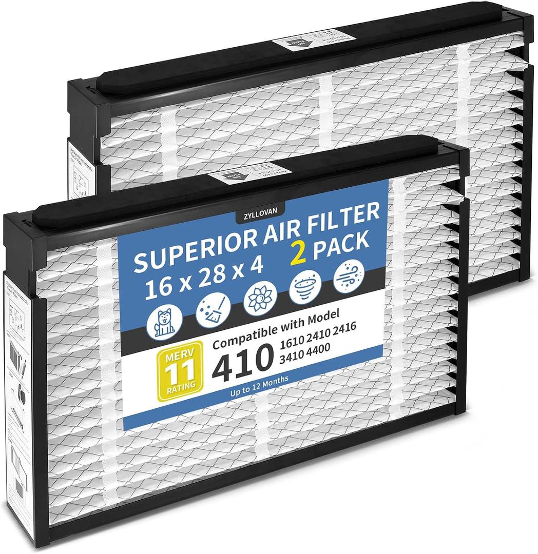 410 Filter Compatible with Aprilaire Whole House Air Purifier 1410
MERV 11 16x28x4 Replacement for HVAC Furnace Models 1410 1610 2410 2416 3410 4400, 2-Pack