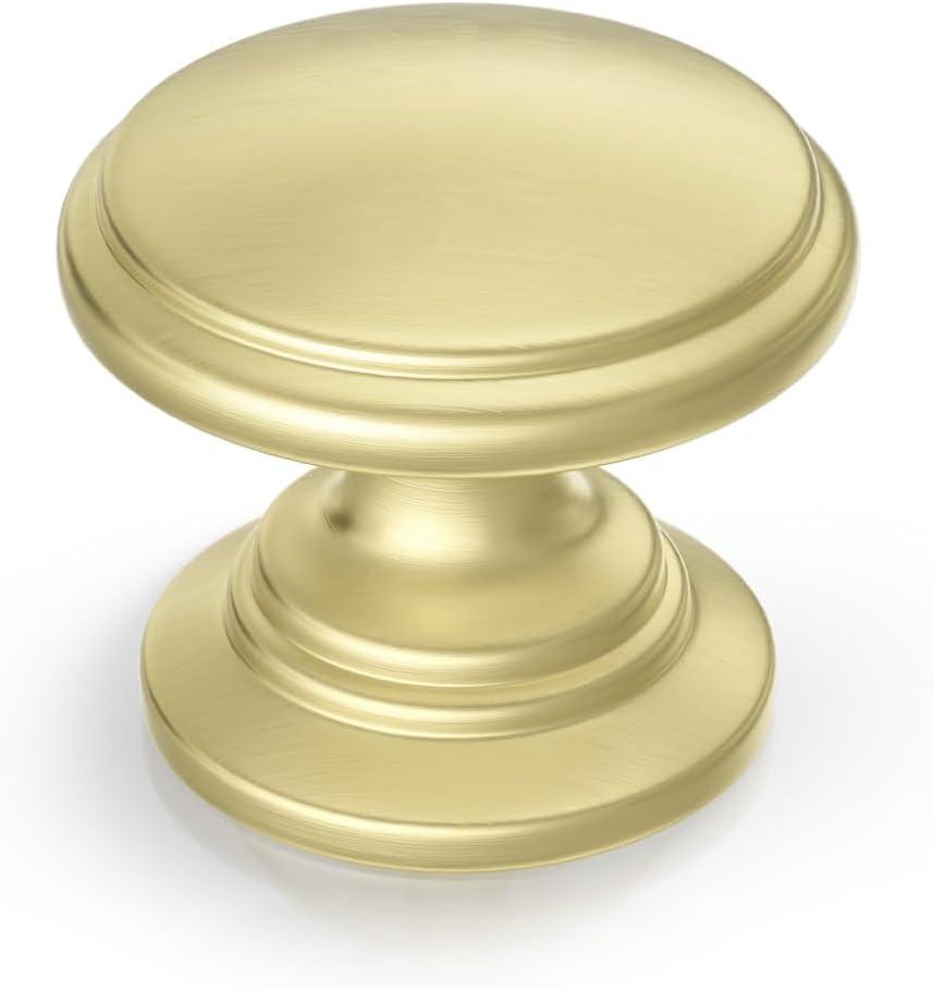 goldenwarm 25 Pack Cabinet Knobs Brushed Gold Cabinet Knobs Round Gold Drawer Pulls Zinc Alloy Hardware for Bedroom Dresser Drawer 1-1/5 Inch Diameter