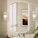 Keonjinn White Medicine Cabinet with Mirror 20” x 30”, Metal Framed Wall Cabinet with Beveled Mirror, Surface Mount or Recessed Medicine Cabinet for Bathroom, Bathroom Mirror with Storage