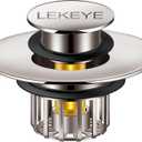 LEKEYE Tub Stopper | Shower Drain Hair Catcher | Pop-up Drain Stopper with Strainer | Bathroom Bathtub Plug | Drain Protector for 1-1/2 to 1-3/4" Bath Drain Hole - Brushed Nickel