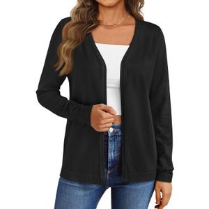 LILLUSORY Women's Cardigan Sweaters Lightweight Fall Clothes Fashion Long Sleeve Open Front 2025 Jackets (Small, Black)