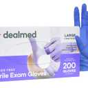 Dealmed Medical Exam Gloves  200 Count Large Nitrile Gloves, Disposable, Non-Irritating Latex Free, Multi-Purpose Use for a First Aid Kit and Medical Facilities (Purple (Pack of 1))