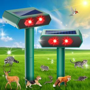 Solar Nocturnal Animal Repeller Deer Repellent Outdoor with Red LED Light, Waterproof Cat Skunk Raccoon Fox Coyote Repellent Device Predator Lights for Farm Garden Yard Chicken Coop, 1 Pack