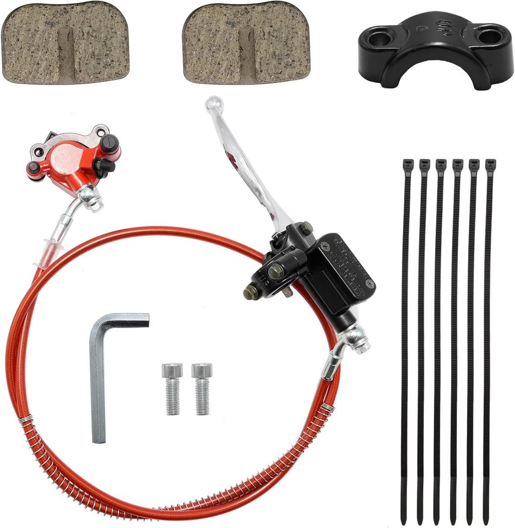 Mini Bike Hydraulic Disc Brake Caliper Kit, Mini Bike Parts with 50 inch Hose Tube Master Cylinder, Replacement for Baja DB30 Replacement for Coleman CT100U