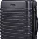 LIGHT FLIGHT Expandable Carry On Luggage 22x14x9 Airline Approved with Double Spinner Wheels, 20 Inch Lightweight Hard Shell Rolling Suitcases with TSA Lock, Black