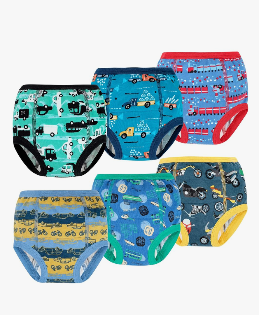MooMoo Baby 6 Packs Potty Training Underwear Absorbent Vehicle Training Pants for Toddler Boys Pee Pants 4T
