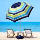 Fisqueen 8FT Large Beach Umbrella with Wind Resistance Sand Anchor Sand Bag, Portable Outdoor Umbrella with UPF50+ UV Protection, Tilt Sun Shelter for Beach, Patio, Yard