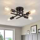 ZGLAOJT Semi Flush Mount 4 Light Ceiling Light Matte Black with E26 Base Modern Chandelier for Farmhouse Kitchen Dining Room Bedroom Study Living Room.