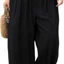 OYOANGLE Women's Plus Size Harem Pants Boho Lounge Pants Loose Fit Barrel Leg Palazzo Trousers (Black, L)