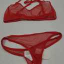 SOLY HUX Women's Mesh Solid Sheer See Through Lingerie Set Sexy Lace Bra and Panty 2 Piece (Medium)